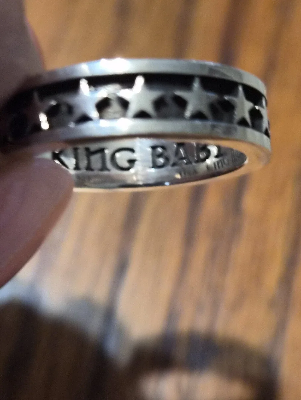 King Baby Studio Sterling Silver stackable Star Band Ring size 10.5